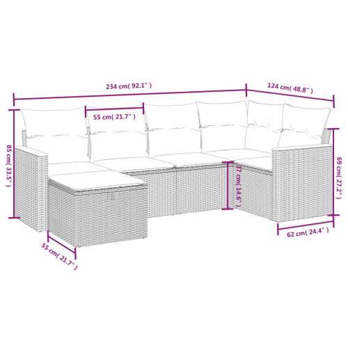 Vrtna garnitura - 6-dijelni set vrtnih sofa s jastucima crni od poliratana - Crna bez spremišta 6 Cijena