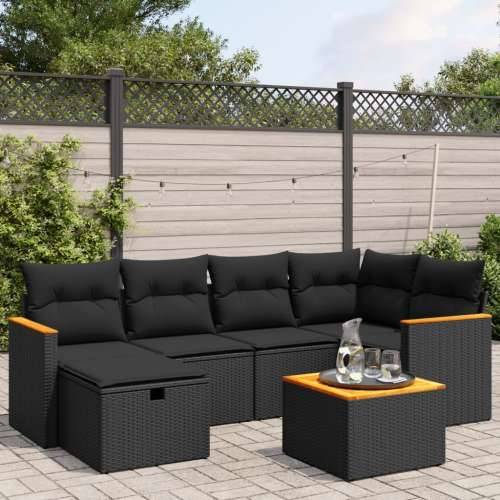 Vrtna garnitura - 7-dijelni set vrtnih sofa od poliratana s jastucima crni - Crna bez spremišta 6 Cijena