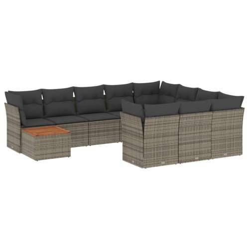 Vrtna garnitura - 11-dijelni set vrtnih sofa od poliratana s jastucima sivi - Siva stol + 4x kutna + 6x srednja 1 Cijena