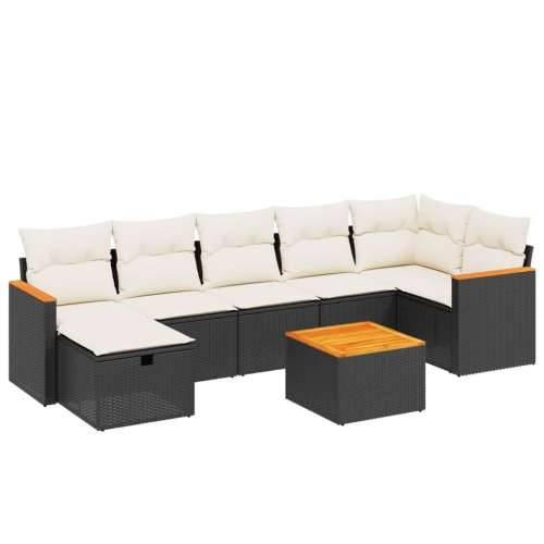 Vrtna garnitura - 8-dijelni set vrtnih sofa od poliratana s jastucima crni - Crna i krem bez spremišta 7 Cijena