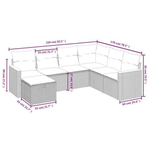 Vrtna garnitura - 7-dijelni set vrtnih sofa od poliratana s jastucima crni - Crna Bez stola 1 Cijena