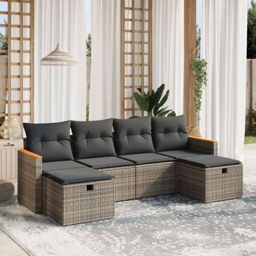 Vrtna garnitura - 6-dijelni set vrtnih sofa od poliratana s jastucima sivi - Siva bez spremišta 1 Cijena