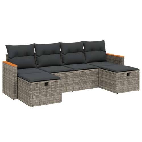 Vrtna garnitura - 6-dijelni set vrtnih sofa od poliratana s jastucima sivi - Siva bez spremišta 1 Cijena