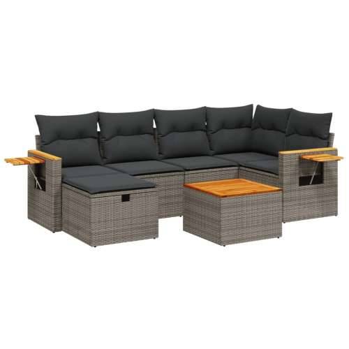 Vrtna garnitura - 7-dijelni set vrtnih sofa sivi od poliratana - Siva bez spremišta 6 Cijena