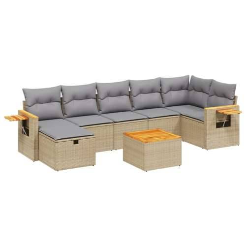 Vrtna garnitura - 8-dijelni set vrtnih sofa s jastucima bež od poliratana - Miješana bež bez spremišta 7 Cijena
