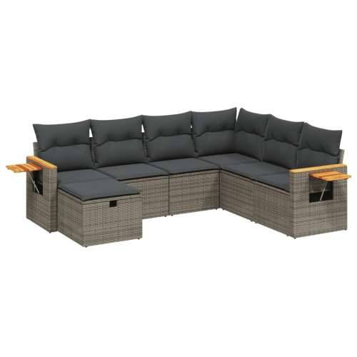Vrtna garnitura - 7-dijelni set vrtnih sofa sivi od poliratana - Siva Bez stola 1 Cijena