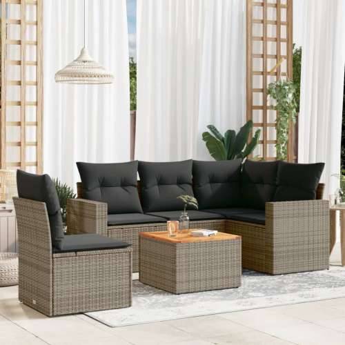 Vrtna garnitura - 6-dijelni set vrtnih sofa od poliratana s jastucima sivi - Siva 2x middle + table + 1x corner 1 Cijena