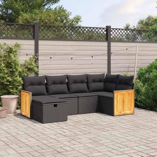 Vrtna garnitura - 6-dijelni set vrtnih sofa s jastucima crni od poliratana - Crna bez spremišta 6 Cijena