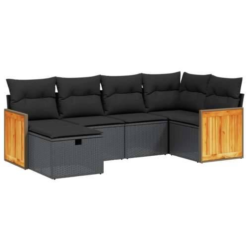 Vrtna garnitura - 6-dijelni set vrtnih sofa s jastucima crni od poliratana - Crna bez spremišta 6 Cijena