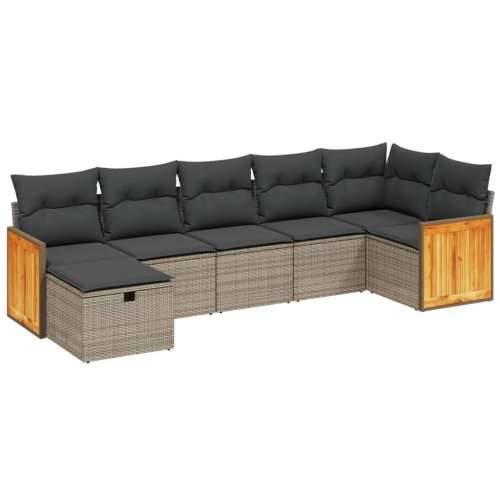 Vrtna garnitura - 7-dijelni set vrtnih sofa sivi od poliratana - Siva bez spremišta 7 Cijena