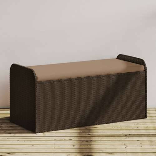 Klupa za pohranu s jastukom smeđa 115x51x52 cm od poliratana - Smeđa 115 x 51 x 52 cm 1 Cijena