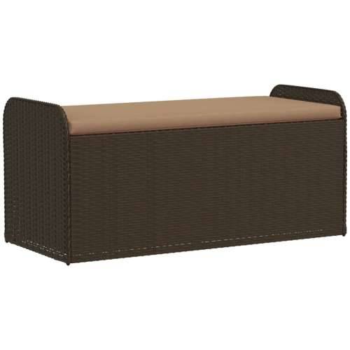 Klupa za pohranu s jastukom smeđa 115x51x52 cm od poliratana - Smeđa 115 x 51 x 52 cm 1 Cijena