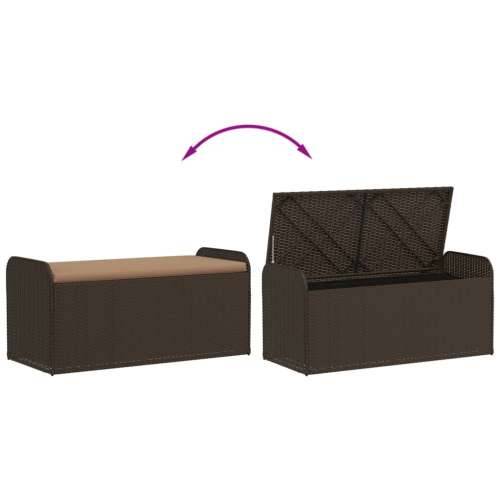 Klupa za pohranu s jastukom smeđa 115x51x52 cm od poliratana - Smeđa 115 x 51 x 52 cm 1 Cijena