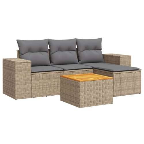5-dijelni vrtni set sofa s jastucima bež od poliratana - bež i siva 1 Cijena