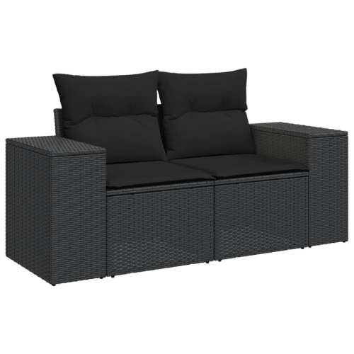 Vrtna garnitura - 11-dijelni set vrtnih sofa od poliratana s jastucima crni - Crna 2x kutna + 6x srednja + stol 1 Cijena