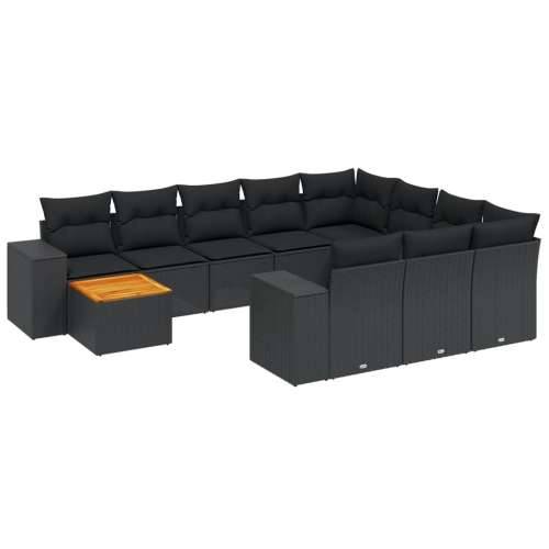 Vrtna garnitura - 11-dijelni set vrtnih sofa od poliratana s jastucima crni - Crna stol + 6x srednja + 2x kutna 1 Cijena