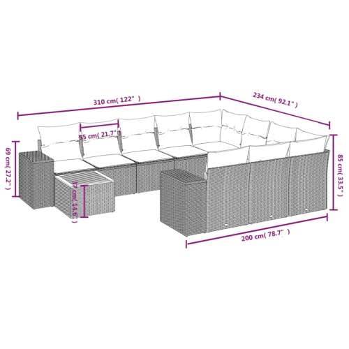 Vrtna garnitura - 11-dijelni set vrtnih sofa od poliratana s jastucima crni - Crna stol + 6x srednja + 2x kutna 1 Cijena
