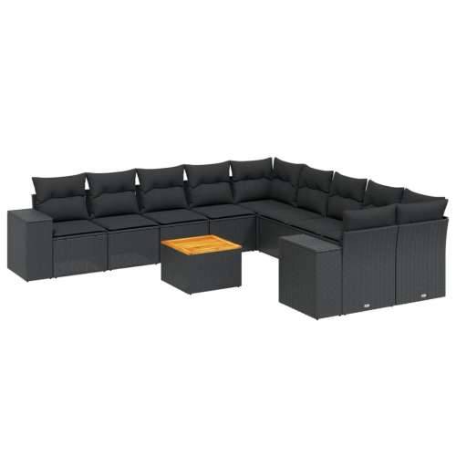 Vrtna garnitura - 11-dijelni set vrtnih sofa od poliratana s jastucima crni - Crna table + 2x corner + 6x middler 1 Cijena