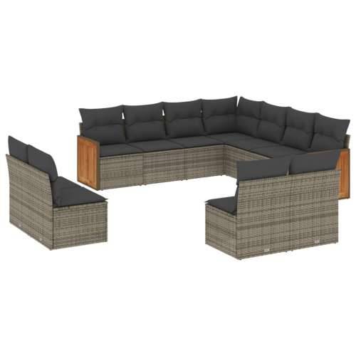 Vrtna garnitura - 11-dijelni set vrtnih sofa od poliratana s jastucima sivi - Siva Bez stola 1 Cijena