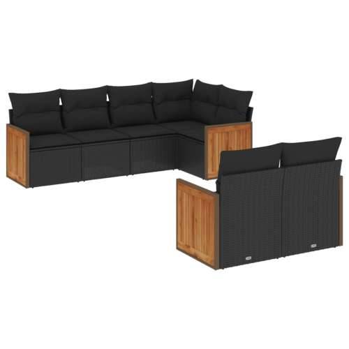 Vrtna garnitura - 7-dijelni set vrtnih sofa od poliratana s jastucima crni - Crna 1 Cijena