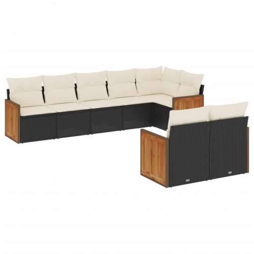 Vrtna garnitura - 8-dijelni set vrtnih sofa od poliratana s jastucima crni - Crna i krem Bez stola 1 Cijena