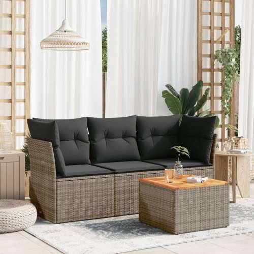 Vrtna garnitura - 4-dijelni set vrtnih sofa od poliratana s jastucima sivi - siva i tamnosiva 1 Cijena