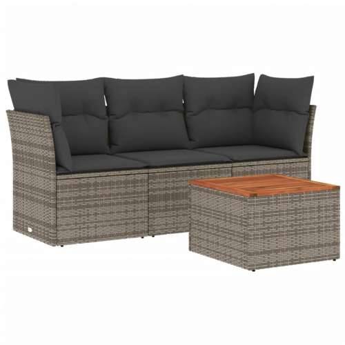 Vrtna garnitura - 4-dijelni set vrtnih sofa od poliratana s jastucima sivi - siva i tamnosiva 1 Cijena