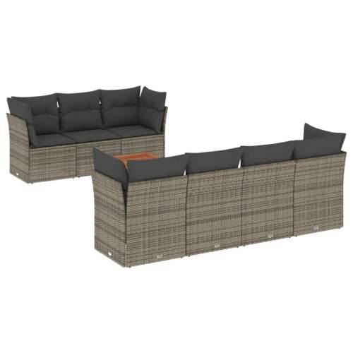 Vrtna garnitura - 8-dijelni set vrtnih sofa od poliratana s jastucima sivi - siva i tamnosiva 2x kutna + 3x srednja + stol 1 Cijena