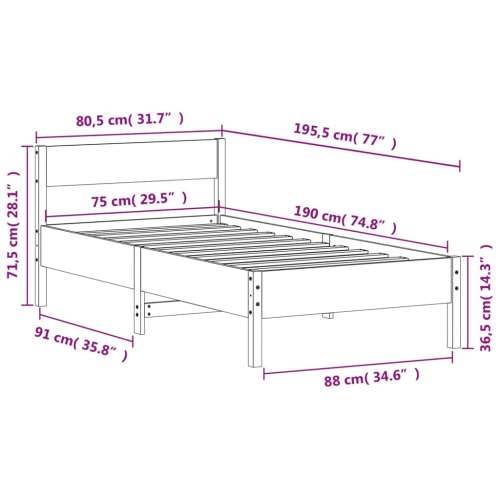 Okvir kreveta bez madraca 75 x 190 cm od masivne borovine - Prirodna 75 x 190 cm Cijena
