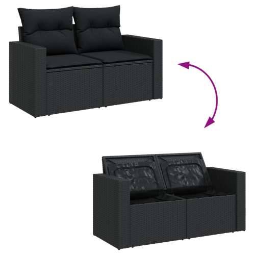 Vrtna garnitura - 9-dijelni set vrtnih sofa s jastucima crni od poliratana - Crna 1 Cijena