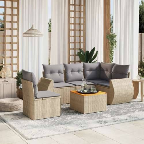Vrtna garnitura - 6-dijelni set vrtnih sofa s jastucima bež od poliratana - bež i siva 2x middle + table + 1x corner 1 Cijena
