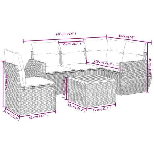 Vrtna garnitura - 6-dijelni set vrtnih sofa s jastucima bež od poliratana - bež i siva 2x middle + table + 1x corner 1 Cijena