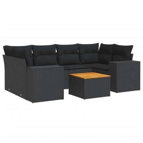Vrtna garnitura - 7-dijelni set vrtnih sofa od poliratana s jastucima crni - Crna 1 Cijena