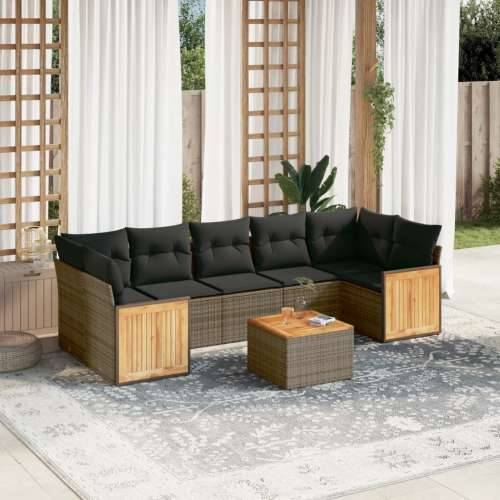 Vrtna garnitura - 8-dijelni set vrtnih sofa od poliratana s jastucima sivi - Siva 1 Cijena