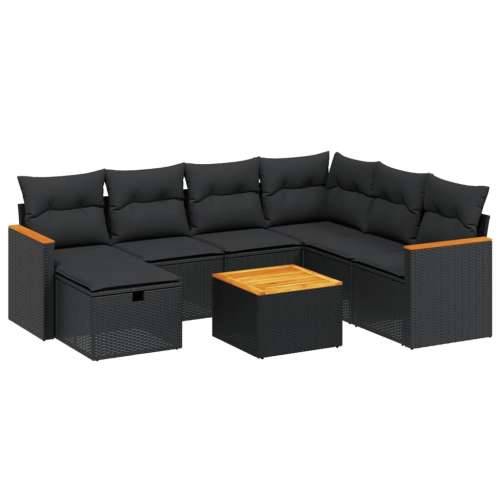 Vrtna garnitura - 8-dijelni set vrtnih sofa od poliratana s jastucima crni - Crna Sa stolom 1 Cijena