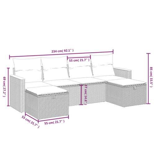 Vrtna garnitura - 6-dijelni set vrtnih sofa s jastucima crni od poliratana - Crna bez spremišta 1 Cijena