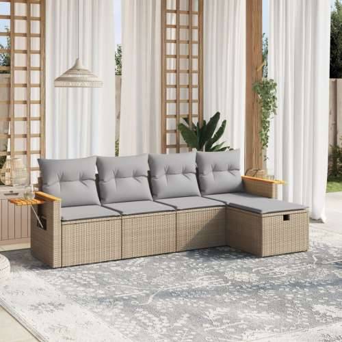Vrtna garnitura - 5-dijelni set vrtnih sofa s jastucima bež od poliratana - bež i siva bez spremišta 5 Cijena