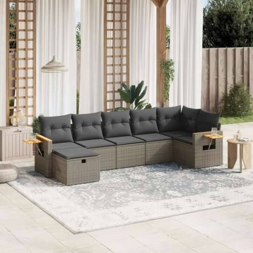 Vrtna garnitura - 7-dijelni set vrtnih sofa sivi od poliratana - Siva bez spremišta 7 Cijena