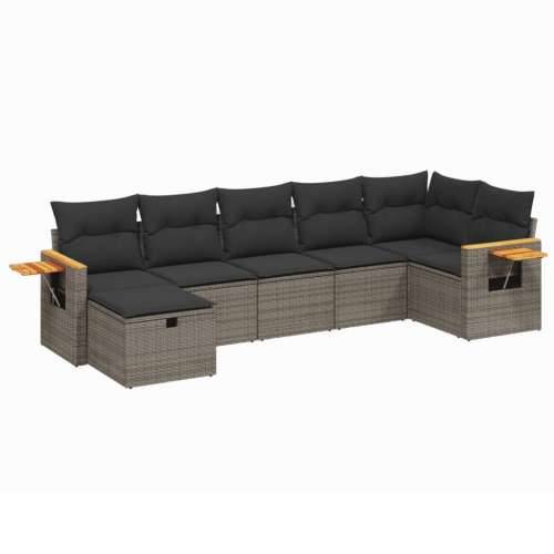 Vrtna garnitura - 7-dijelni set vrtnih sofa sivi od poliratana - Siva bez spremišta 7 Cijena