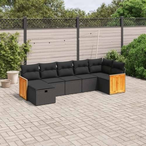 Vrtna garnitura - 4-dijelni set vrtnih sofa od poliratana s jastucima crni Crna bez spremišta 7 Cijena