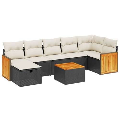 Vrtna garnitura - 8-dijelni set vrtnih sofa od poliratana s jastucima crni - Crna i krem bez spremišta 7 Cijena