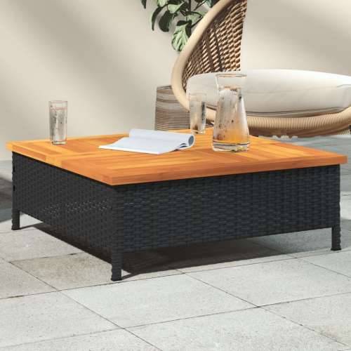 Vrtni stol crni 70 x 70 x 25 cm od ratana i bagremovog drva - Crna 1 Cijena