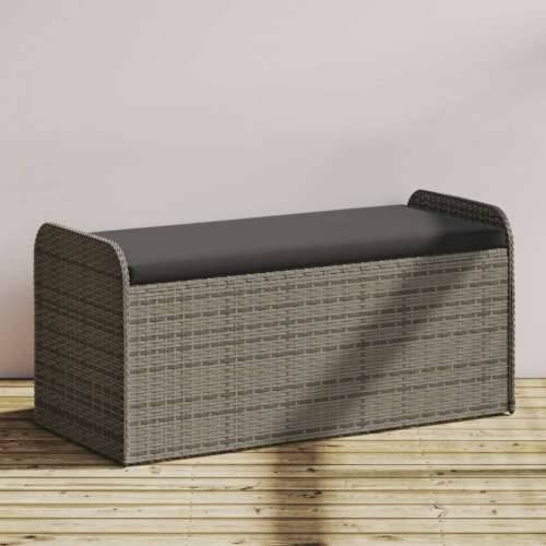 Klupa za pohranu s jastukom siva 115 x 51 x 52 cm od poliratana - Siva 115 x 51 x 52 cm 1 Cijena