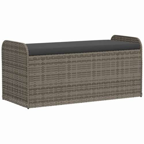 Klupa za pohranu s jastukom siva 115 x 51 x 52 cm od poliratana - Siva 115 x 51 x 52 cm 1 Cijena