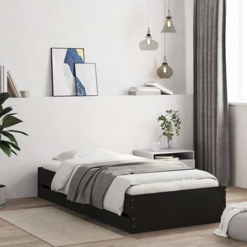 Okvir kreveta s ladicama crni 75 x 190 cm konstruirano drvo - Crna 75 x 190 cm Cijena