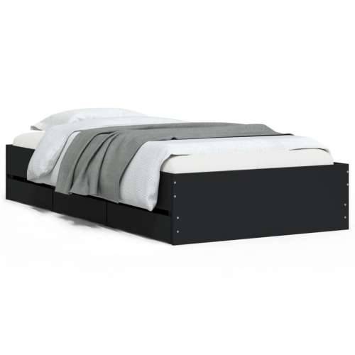Okvir kreveta s ladicama crni 75 x 190 cm konstruirano drvo - Crna 75 x 190 cm Cijena