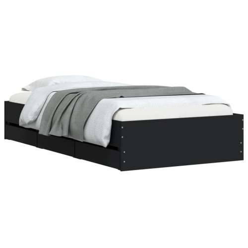 Okvir kreveta s ladicama crni 75 x 190 cm konstruirano drvo - Crna 75 x 190 cm Cijena
