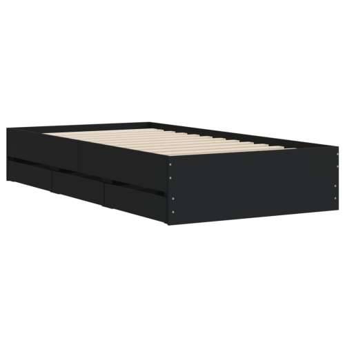 Okvir kreveta s ladicama crni 75 x 190 cm konstruirano drvo - Crna 75 x 190 cm Cijena