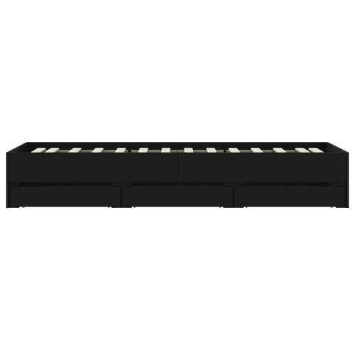 Okvir kreveta s ladicama crni 75 x 190 cm konstruirano drvo - Crna 75 x 190 cm Cijena