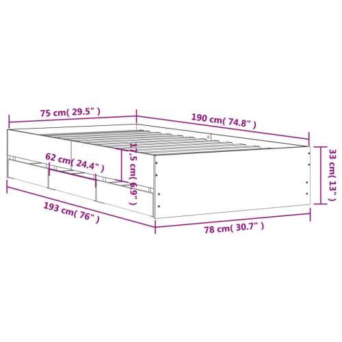 Okvir kreveta s ladicama crni 75 x 190 cm konstruirano drvo - Crna 75 x 190 cm Cijena
